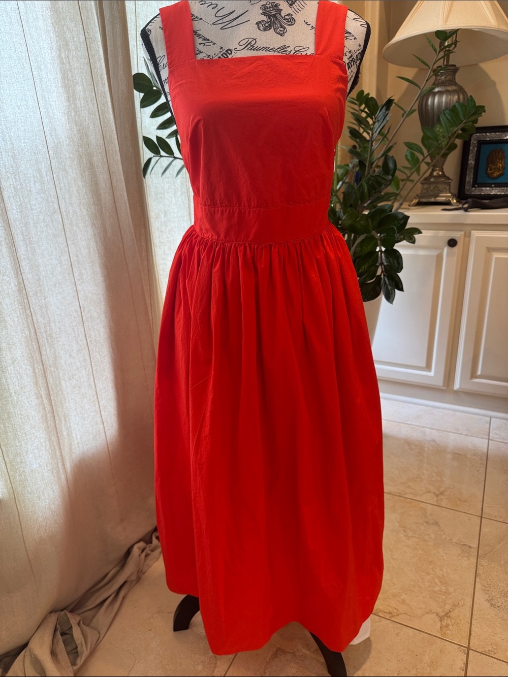 COS Vibrant Red Women's Dress with Square Neck